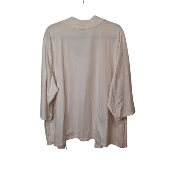Denim & Co Womens 3/4 Sleeve Duet Cardigan with Inset Tank Size 3X Ivory A226265 - Picture 2 of 9